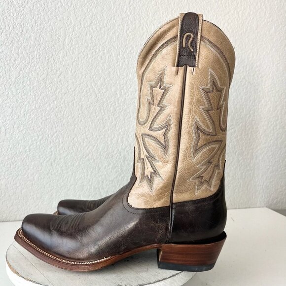 Rod Patrick Mens Cowboy Boots 12.5A Antique Mocha Bison Brown Western Blunt Toe - Picture 5 of 13